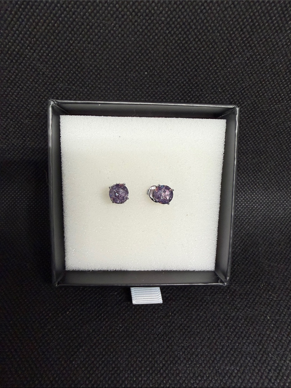 Purple Ice Crystal on Hematite Studs